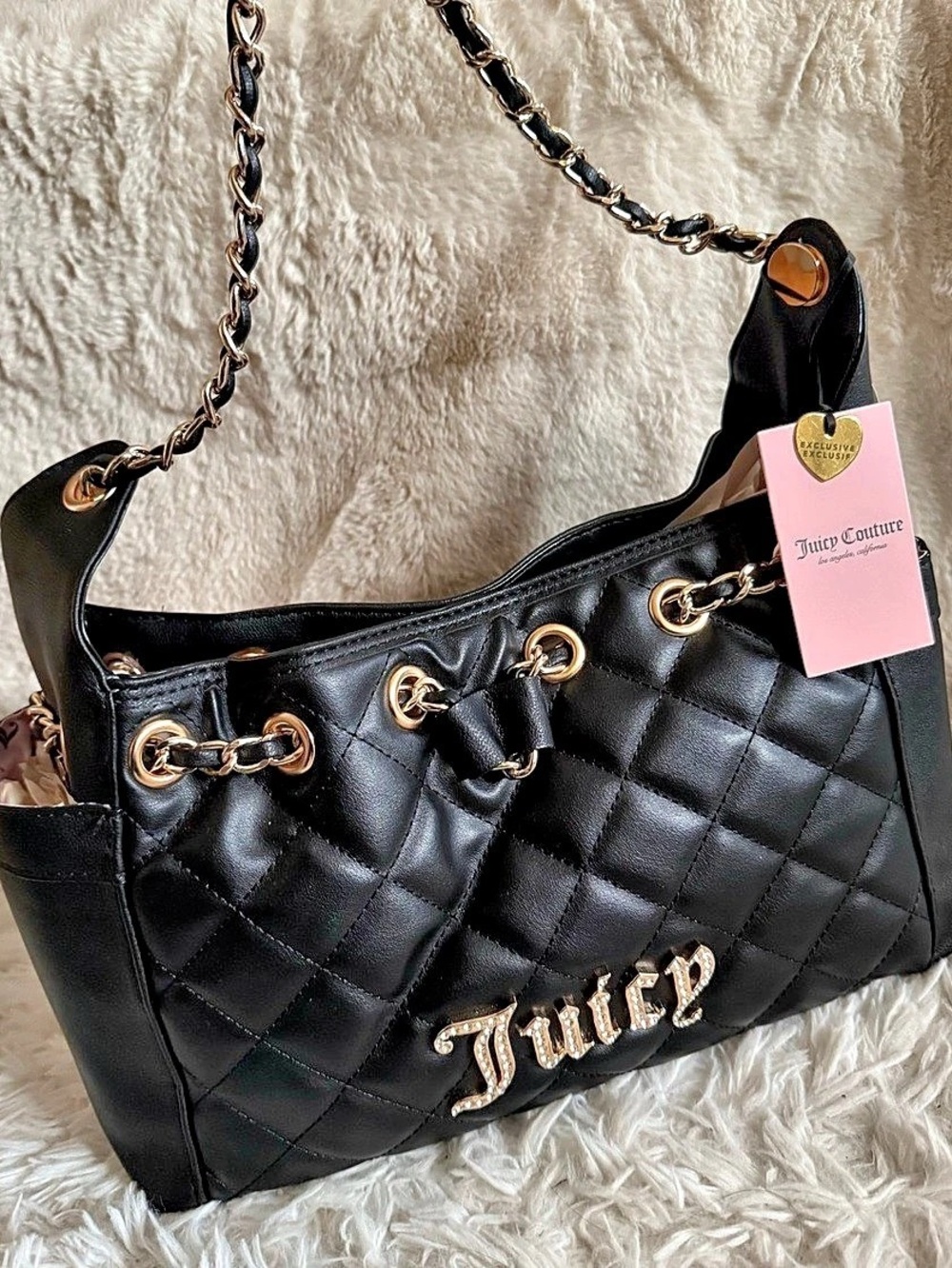 Juicy Couture Quilted Shoulder Bag in Black NWT